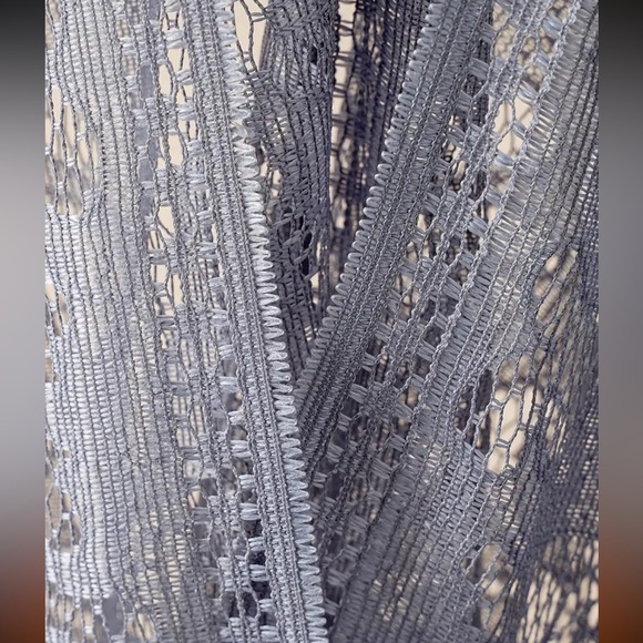 Grey Lace Boho Fringe Beach Cover-Up Wrap - Picture 3 of 5